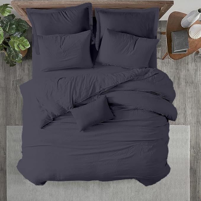 Kotton Culture 120"x98" 1 Pc Oversized King Duvet Cover Only 100% Egyptian Cotton - 600 TC Comforter Cover, Zipper Closure & Corner Ties - Fits Large King Inserts (Oversized King, Dark Grey)