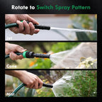 [2 Pack] RESTMO 100% Solid Brass Adjustable Twist Hose Nozzle with Anti-Rust Coating, Heavy Duty High Pressure Nozzle with 3 Spray Patterns for Garden Watering, Car Washing, Patio & Floor Cleaning
