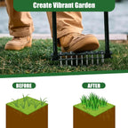 Lawn Aerator Tool, Manual Lawn Aerators with 14 Iron Spikes, Spring-Loaded Design Lawn Air Aerator Tool, Metal Manual Push Aerator, Lawn Tool for Loosening Soil Aerating Patio, Yard