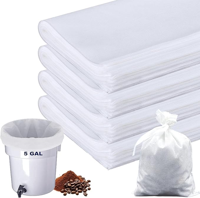 100 Pack Commercial Cold Brew Coffee Filters for 5 Gallon Buckets, 20" X 20" Commercial Cold Brew Bags for Commercial Model Cold Brew Coffee Makers, Brew Up To 5 LBS Coffee
