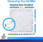 Filter King 16x36x2 Air Filter | 4-PACK | MERV 8 HVAC Pleated A/C Furnace Filters | MADE IN USA | Actual Size: 15.5 x 35.5 x 1.75"