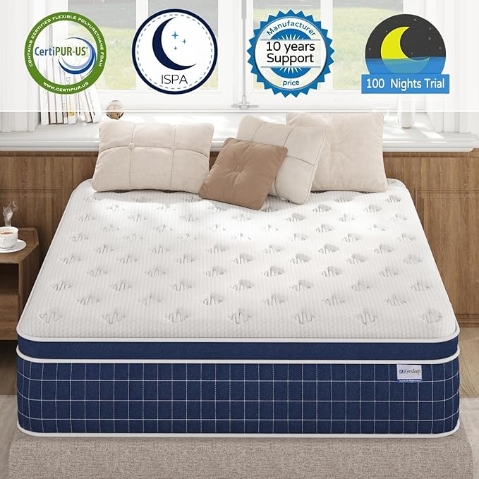 King Size Mattress, 12 Inch Medium Firm King Mattress in a Box, Hybrid Mattresses With High Density Gel Memory Foam & Independent Pocket Springs for Motion Isolation & Edge Support, Release Stress