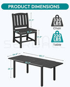 SERWALL Outdoor Dining Chairs Set of 2, All-Weather HDPE Patio Armless Chairs, Black