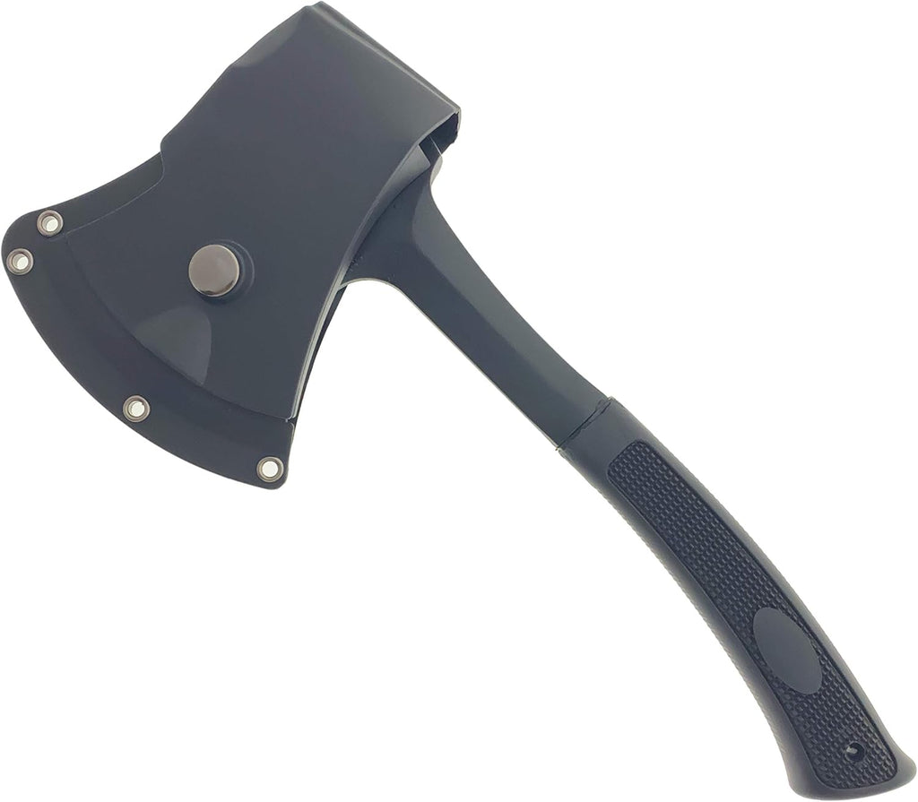 K-Musculo Otakumod 11" Tactical Ranger Axe. Hatchet. Stainless Steel Blade with Hard Cover. for Outdoor Camping - Hiking to Cut Branches, Make Fire. EDC Tasks (Black-Fire Starter)
