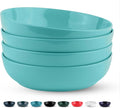 KooK Pasta Bowl, Salad Bowls, Soup, Serving Bowls, Ceramic, Large Capacity, Microwave & Dishwasher Safe, Set of 4, 40 Oz,(Light Turquoise)