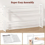 FAVOOSTY 4-Tier Expandable Shoe Rack, Adjustable Shoe Shelf Storage Organizer Space Saving Metal Free Standing Shoe Rack for Entryway Closet Doorway, White
