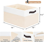 Criusia 4 Pack Baby Clothes Organizer Bins, Fabric Collapsible Storage Baskets with Handles, Odorless Storage Bins for Toy Clothes Nursery Kids Room Playroom Classroom (14L*10W*9.5H)