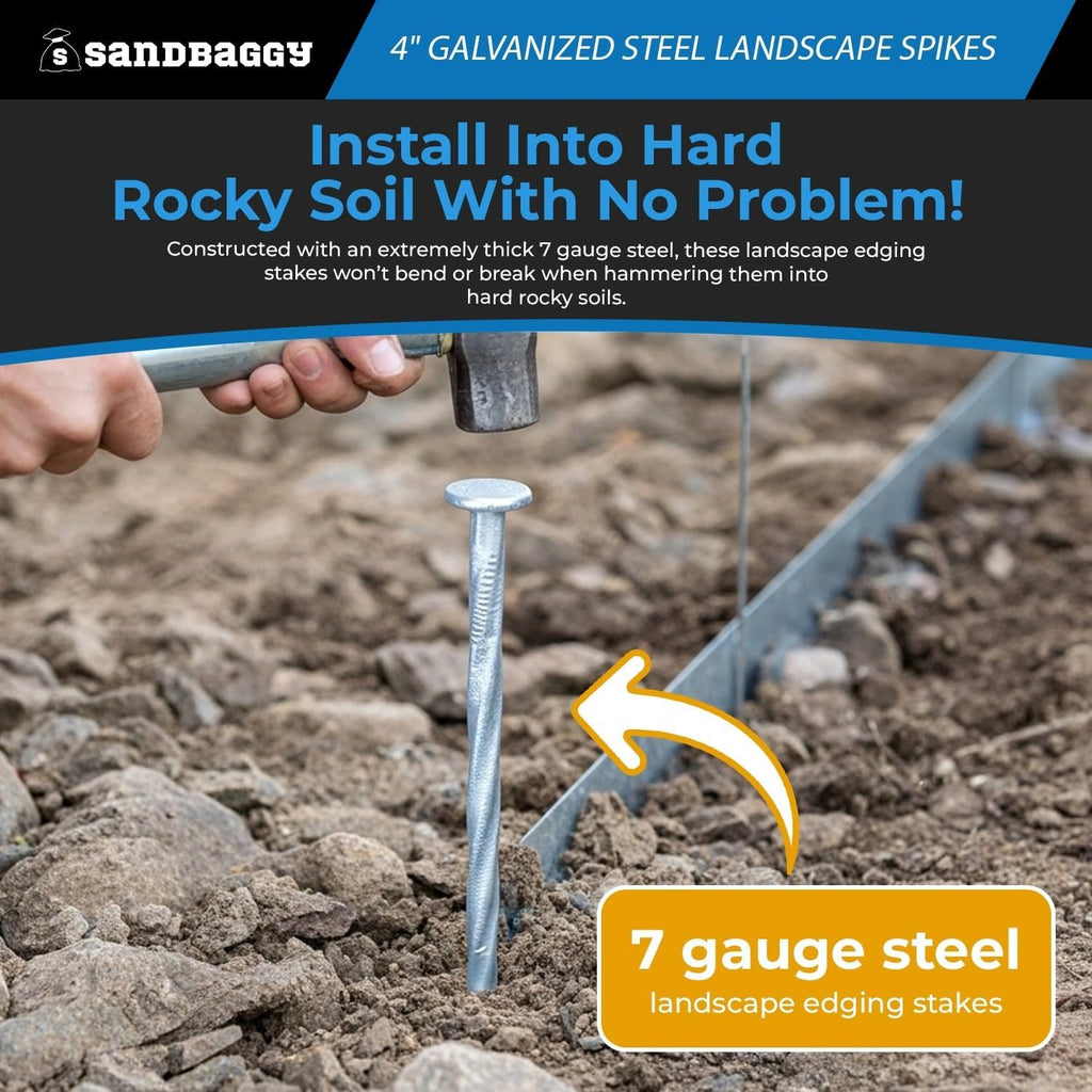 4 in. Galvanized Spiral Landscape Edging Spikes - 7 Gauge Steel (4 inch, 400, Count)