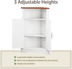 Smuxee Bathroom Corner Storage Cabinet, Farmhouse Floor Corner Cabinet with Barn Door and Adjustable Shelf, White Narrow Cabinet Organizer for Bathroom, Living Room, Kitchen