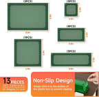 Utility Drawer Organizer Set of 13,With Non-Slip Silicone Pads, 5 Size Small Bins for Organization for Bathroom、Vanity、Nightstan、Kitchen、Office Desk Green Plastic Organizing Containers for Drawers