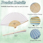 Personalized Engraved Light Blue Fans Folding Hand Fans 80 Pcs, Summer Wedding Fans, Custom Imitated Silk-Bamboo Fans for Guests Wedding Party Favor Bridal Shower Gifts Party Decoration
