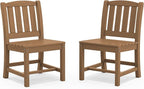 SERWALL Outdoor Dining Chairs Set of 2, All-Weather HDPE Patio Armless Chairs, Brown