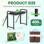 Heavy Duty Garden Kneeler & Seat with Support Legs, 400lbs Capacity Foldable Gardening Stool, Extra Thick Pad & Large Tool Organizer Bag, Ergonomic for Seniors - Dark Black