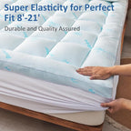 Favorland Mattress Topper King Size - Cooling Extra Thick Breathable Viscose Made from Bamboo Mattress pad - Soft Quilted Fitted Mattress Cover with 900 GSM Down Alternative Fill (8-21”Deep Pocket)