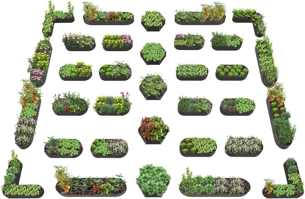 A ANLEOLIFE 33-Pack Deep Root Galvanized Raised Garden Beds Outdoor for Planting Vegetables Flowers Herb, Quartz Grey