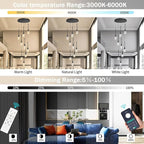 9 Light Modern Glam Crystal Chandelier for High Ceiling LED Dimmable Ceiling Pendant Light Staircase Foyer Enterway Living Room Chandelier Lighting Antique Black