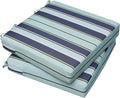AAAAAcessories Outdoor Seat Cushions for Chairs, Waterproof, Fade-Resistant, 24" x 24" x 4", Patio Furniture Replacement Cushions, Set of 2, Ash Teal Seaside Stripe