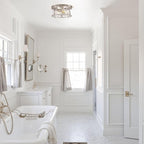 LamQee Flush Mount Ceiling Light with Clear Hammered Glass, Industrial 2-Lights Farmhouse Close to Ceiling Light Fixtures Round Low Profile Lights for Kitchen Hallway Foyer Entrance Bedroom Nickel