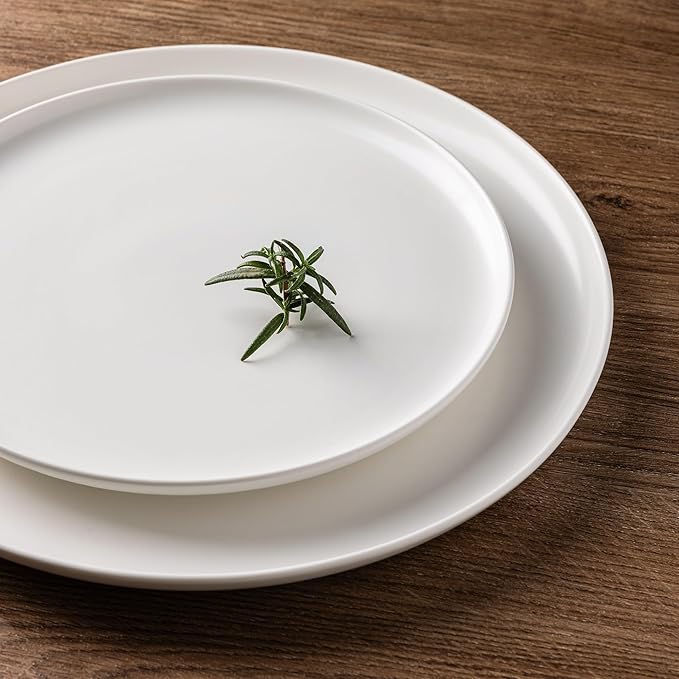LERATIO Stoneware Dinnerware Sets for 6,Handcarft Ceramic Plates and Bowls Sets,Chip and Scratch Resistant Dishes, Dishwasher & Microwave Safe, Oven safe,Reactive Glaze-White