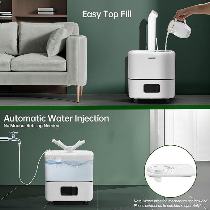 Humidifier Large Room, 30L/7.93Gal Large Commercial Humidifier 5000 sq.ft, Top-Fill Whole House Humidifiers with Extension Tube, 3 Mist Mode, Timer – Ideal for Plants, Office, Warehouse & Greenhouse