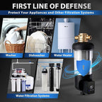 iSpring WSP100ARJ Spin-Down Sediment Water Filter, Upgraded Jumbo Size, Large Capacity, Reusable with Touch-Screen Auto Flushing Module, Brass Top Clear Housing, 100 Microns