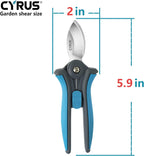 CYRUS 6” Gardening Scissors Hand Pruner Pruning Shear with Curved Stainless Steel Blades Plant Shears Garden Clippers Handheld