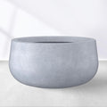 Kante 15.7" Dia Round Concrete Planter, Cement Plant Pots with Drainage Hole and Rubber Plug for Outdoor Indoor Garden Home, Modern Curvaceous Design, Gray