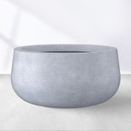 Kante 15.7" Dia Round Concrete Planter, Cement Plant Pots with Drainage Hole and Rubber Plug for Outdoor Indoor Garden Home, Modern Curvaceous Design, Gray