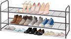KEETDY 2-Tier Long Shoe Rack for Closet Entryway Shoe Organizer for 18 Pairs Sneakers, Metal Stackable Shoe Storage Shelf with Wire Grid for Bedroom, Floor, Bronze