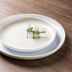 GBHOME 12 Pieces Ceramic Dinnerware Set, Modern White Dish Set for 4，Scratch Resistant Smooth Plates and Bowls Sets，Oven Safe，Microwave & Dishwasher