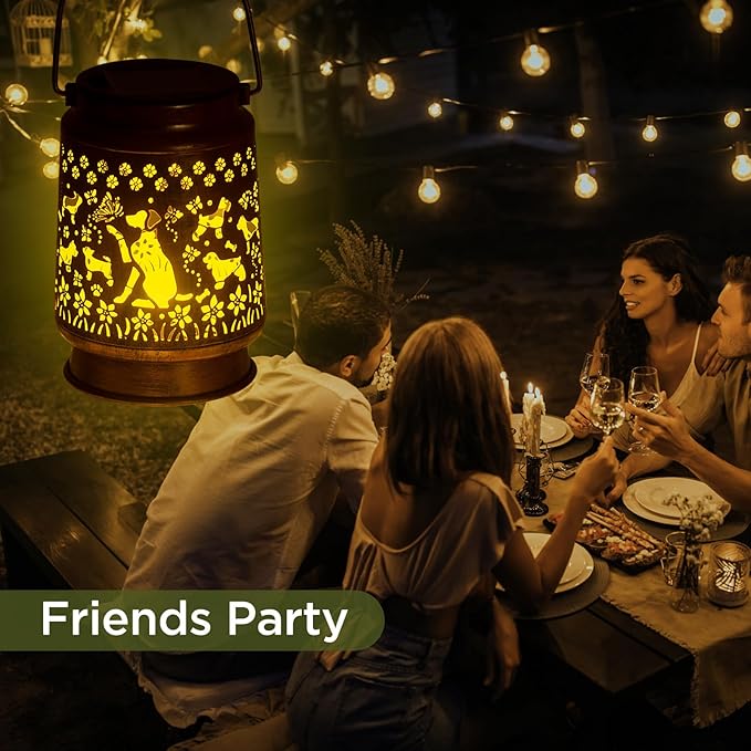 Styleonme Dog Lover Solar Light, Mother's Day Lantern Gift for Mom Grandma Women Sister, Hanging Image Dogs Lanterns, Yard Corridor Garden Decor, Thanksgiving Day, Birthday Gifts