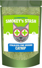 Smokey's Stash Catnip Stalkless Dried Ground Premium Bulk 3 Ounce Bag Strong Cat nip for Cats