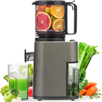 Masticating Juicer with 250W DC Motor, 5.4" Wide Feed Chute, Slow Cold Press Juice Extractor for Whole Fruits & Vegetables, High Juice Yield (DC-Gray)