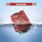 Universal Clamp On Air Intake Filter fits 3 In /3.5 In /4 In Three Different Size, Cone Air Intake Filter-Red