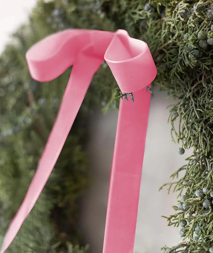 Pink Velvet Ribbon 1.5'' 25 Yards for Christmas Tree, Gift Wrapping, Flower Bouquet, Wreath Decorations, Bow Making