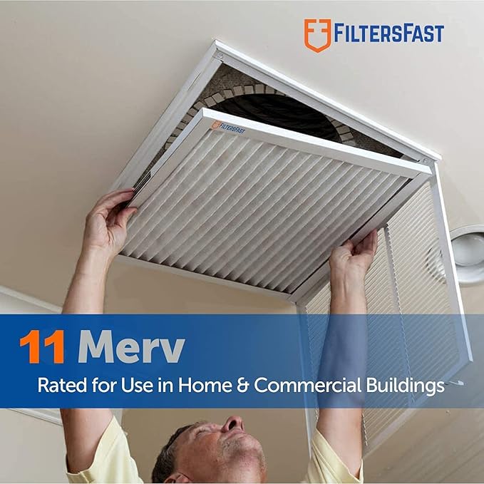 Filters Fast 18x24x2 Pleated Air Filter Merv 11, 2 AC Furnace Air Filters, Made in the USA, Actual Size 17.375x23.375x1.75, 6 Pack