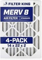 Filter King 14x22x2 Air Filter | 4-PACK | MERV 8 HVAC Pleated A/C Furnace Filters | MADE IN USA | Actual Size: 14 x 22 x 1.75"
