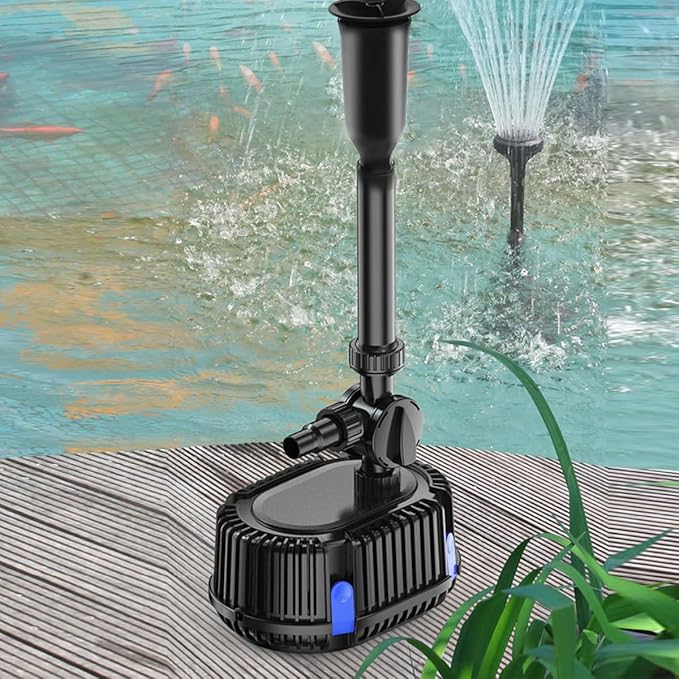 Pond Filter with Pump Fountain Kits, Submersible Pump Pond Fountain Koi Pond Filters for Outdoor Pond,3 Water Patterns Decoration Garden Pond Landscape,400GPH 110V Corded Electric