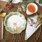 Kate Aspen Woodland Baby Shower Decorations, 62-Piece Disposable Paper Plates & Napkins Party Supplies for 16 Guests - Woodlands Animals Theme for Baby Boy Shower Table Decorations, Gender Reveal