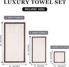 Bath Towel Set,Premium Microfiber Bathroom Towel-2 Extra Large Bath Sheets,2 Hand,2 Washcloths,Super Soft Highly Absorbent Luxury Shower Towels(Cream, 6Piece)