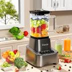 Blender for Shakes and Smoothies With 54oz Glass Jar, 4 Speed Settings, Countertop Blender for Frozen Fruit Drinks, Smoothies, Sauces, 750 Watts, Gray