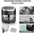 Glass Air Fryer,4.5QT Air Fryer with Viewing Glass Pot, Air Fry, Roast, Reheat, Dehydrate, Air Crisp Technology,Nonstick & Dishwasher Safe Basket,97% Less Oil,Features Digital Timer
