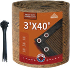 3x40Ft Garden Privacy Fence Screen, 180GSM Heavy Duty 90% Blockage Windbreak Mesh Tarp with Reinforced Edges & Anti-Rust Grommets, Includes Zip Ties for Garden, Yard, Backyard, Outdoor, Mocha