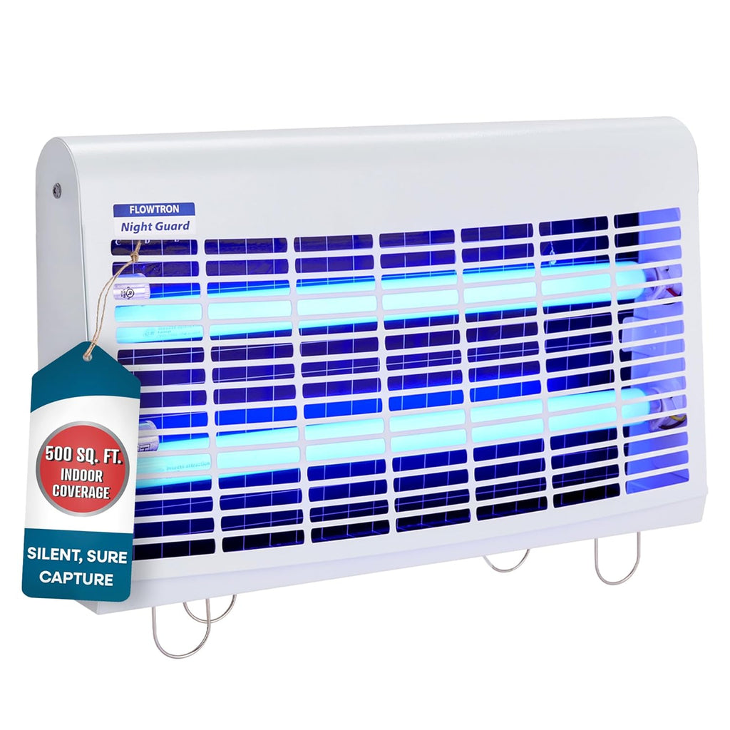 Flowtron Portable Indoor Fly Trap| Electric Insect Killer for Flies & Gnats with Dual Lure Method 30W UV Light & Pheromone Attractant | Sticky Strips, 500 Sq Ft for House & Restaurants
