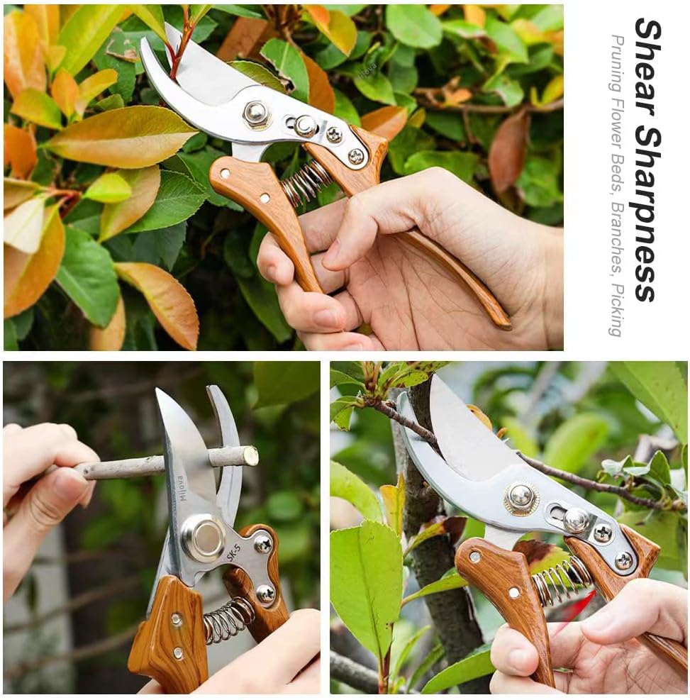 Garden Pruning Shears, Handheld Garden Shears for Heavy Duty, Ergonomic Gardening Tools for Pruning Branches, Plants, Shrubs and Vines, Professional Garden Tools for Gardening