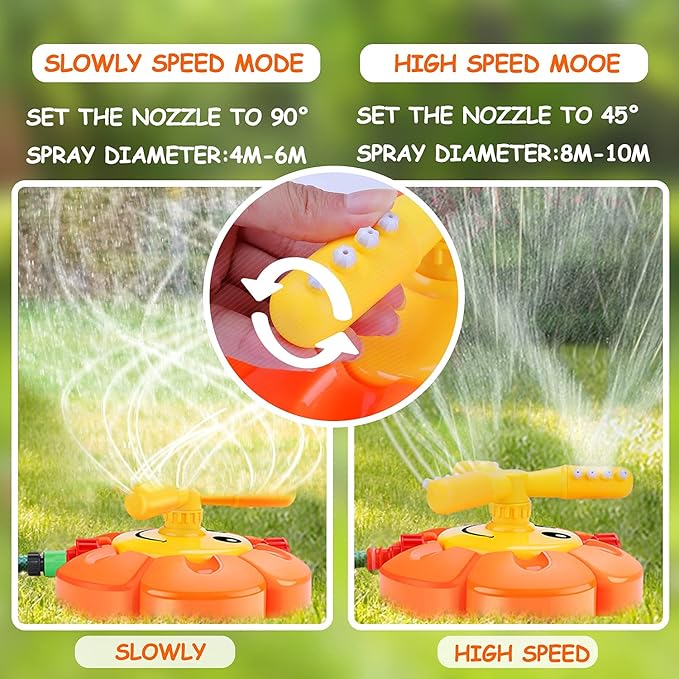 Water Sprinkler for Kids Toddlers Sprinklers with Roating Spray Nozzles Attaches Garden Water Hose Outdoor Play Outside Toys 3-4 Summer Backyard Lawn Game Yard Water Toy for Kids 3-5 4-8 Boy Girl