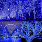 QITONG 165ft 500LED Blue Christmas Lights, String Lights Outdoor Waterproof Plug in, Green Wire Twinkle Tree Lights with 8 Modes