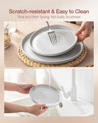 Famiware Milkyway Plates and Bowls Set, 12 Pieces Dinnerware Sets, Dishes Set for 4, Light Gray