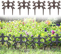 Sungmor Decorative Cast Iron Flower Bed Edging for Landscaping, 4PC Heavy Duty & Sturdy Low Garden Fence, 9.4" Tall Small Picket Fence, Pretty Vintage Lawn Edge Barrier, Outdoor Yard Decor Stakes
