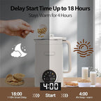 Nut Milk Maker Machine - 8 in 1 Soy Milk Maker Machine 35oz with Self-Cleaning, 18H Delay Start & 4H Keep Warm, Automatic Plant-Based Milk Blender for Almond, Oat, Coconut, Soybean - White